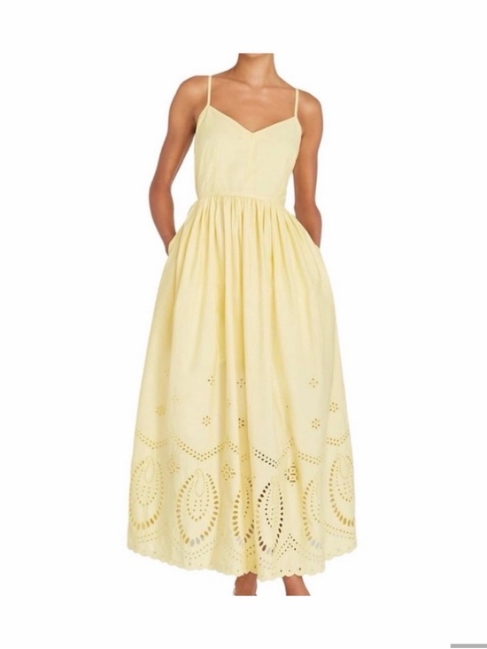 Calypso St. Barth Dresses & Skirts - Calypso St. Barth Soft Yellow Midi Dress with Eyelet details. Size 10